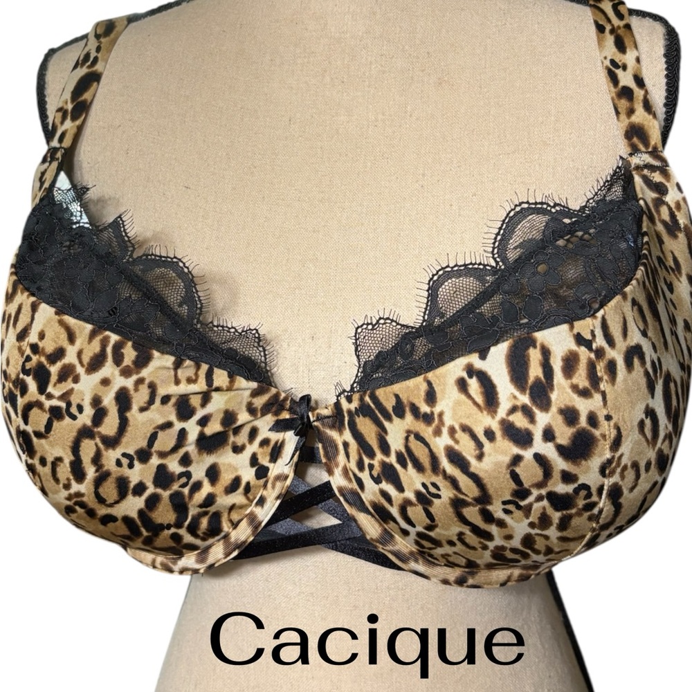 Cacique-NWT 42DDD French Balconette Bra. Lace/Leopard. Underwire. New with tags!